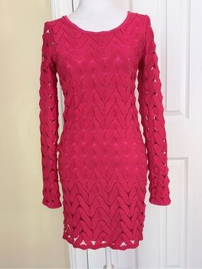 Free People Wild Thing Open-Knit Chevron Open Back Mini Dress